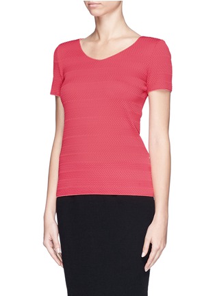 Front View - Click To Enlarge - ARMANI COLLEZIONI - Chevron jersey knit top