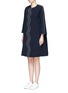 Front View - Click To Enlarge - COMME MOI - Wavy trim oversized crepe coat