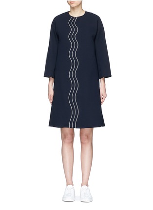 Main View - Click To Enlarge - COMME MOI - Wavy trim oversized crepe coat