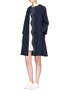 Figure View - Click To Enlarge - COMME MOI - Wavy trim oversized crepe coat