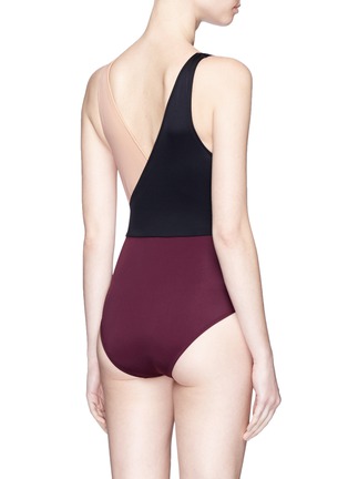 Back View - Click To Enlarge - SOLID & STRIPED - 'Ballerina' colourblock one-piece swimsuit