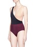 Figure View - Click To Enlarge - SOLID & STRIPED - 'Ballerina' colourblock one-piece swimsuit
