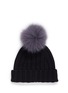 Figure View - Click To Enlarge - ISLA - Fox fur pompom chunky knit kids beanie