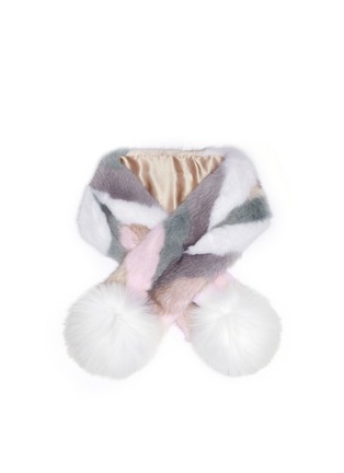 Main View - Click To Enlarge - ISLA - Pompom chevron stripe kids mink fur scarf