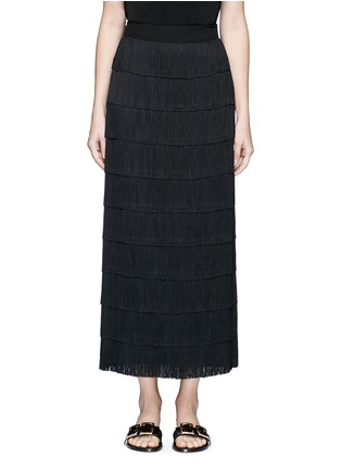 Main View - Click To Enlarge - STELLA MCCARTNEY - 'Annika' tiered fringe silk maxi skirt