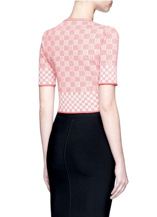 Back View - Click To Enlarge - ALEXANDER MCQUEEN - Check jacquard effect knit cropped sweater