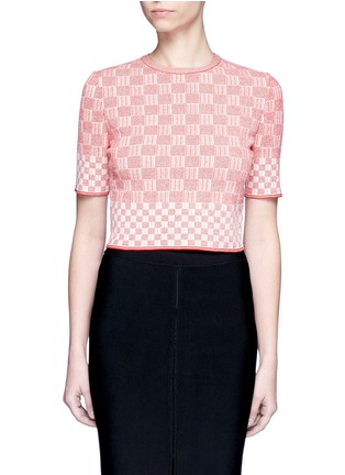 Main View - Click To Enlarge - ALEXANDER MCQUEEN - Check jacquard effect knit cropped sweater