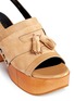 Detail View - Click To Enlarge - CLERGERIE - 'Clara' patent trim tassel suede clog sandals