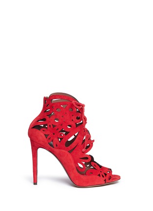 Main View - Click To Enlarge - TABITHA SIMMONS - 'Nina' floral cutout suede caged sandal booties