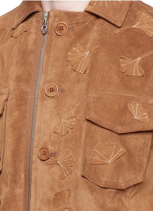 Detail View - Click To Enlarge - CARVEN - Ginkgo patch appliqué suede jacket