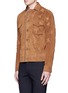Front View - Click To Enlarge - CARVEN - Ginkgo patch appliqué suede jacket