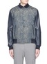 Main View - Click To Enlarge - CARVEN - Leather sleeve stripe jacquard bomber jacket