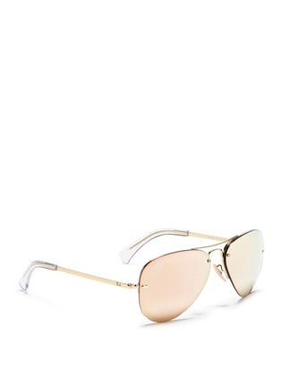 Figure View - Click To Enlarge - RAY-BAN - Metal aviator mirror sunglasses
