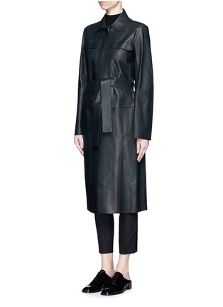 Figure View - Click To Enlarge - THE ROW - 'Melka' flap pocket leather long coat