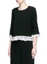 Front View - Click To Enlarge - ELIZABETH AND JAMES - 'Yuri' floral embroidery silk ruffle hem top