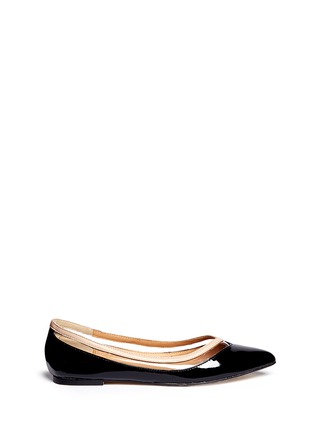 Main View - Click To Enlarge - PEDDER RED - Vinyl stripe patent leather flats