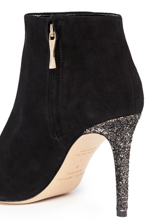 Detail View - Click To Enlarge - KATE SPADE - 'Niko' coarse glitter heel suede ankle boots