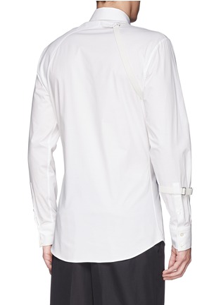 Back View - Click To Enlarge - ALEXANDER MCQUEEN - Elastic strap piqué panel poplin shirt