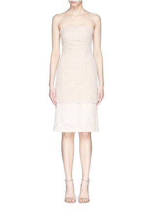 Main View - Click To Enlarge - ALEXANDER MCQUEEN - Floral lace bustier chiffon dress
