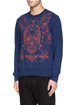 Front View - Click To Enlarge - ALEXANDER MCQUEEN - Floral skull embroidery sweatshirt