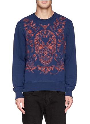 Main View - Click To Enlarge - ALEXANDER MCQUEEN - Floral skull embroidery sweatshirt