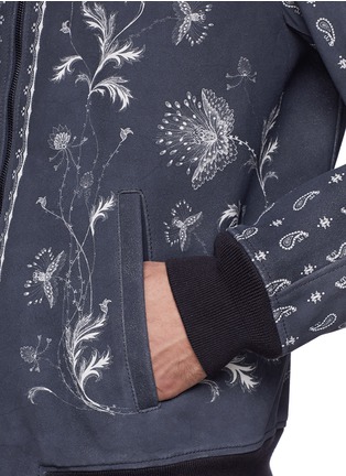 Detail View - Click To Enlarge - ALEXANDER MCQUEEN - Floral and paisley print suede bomber jacket