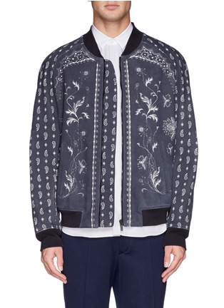 Main View - Click To Enlarge - ALEXANDER MCQUEEN - Floral and paisley print suede bomber jacket