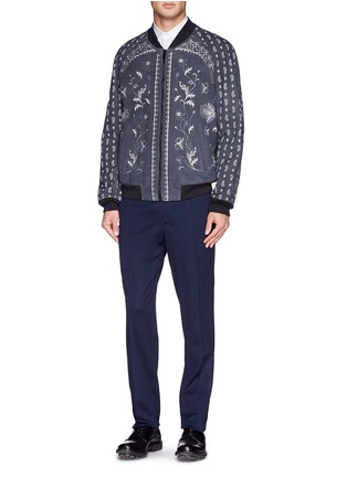 Figure View - Click To Enlarge - ALEXANDER MCQUEEN - Floral and paisley print suede bomber jacket