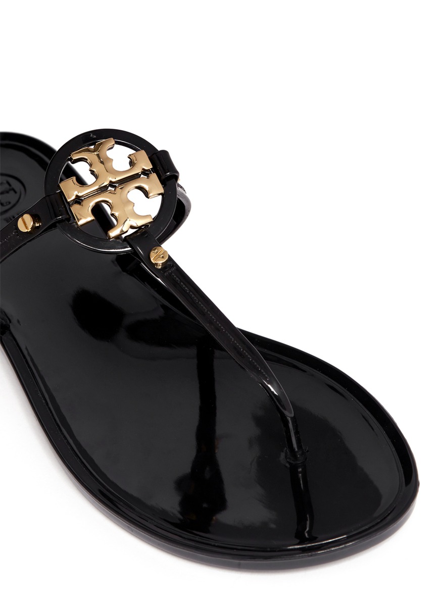 TORY BURCH - 'Mini Miller' jelly thong sandals | Black Sandals Flats ...