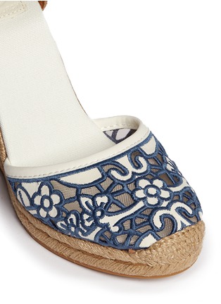 Detail View - Click To Enlarge - TORY BURCH - 'Lucia' floral cutout toe box wedge espadrilles