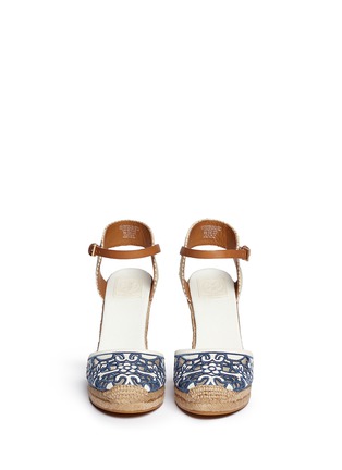 Figure View - Click To Enlarge - TORY BURCH - 'Lucia' floral cutout toe box wedge espadrilles