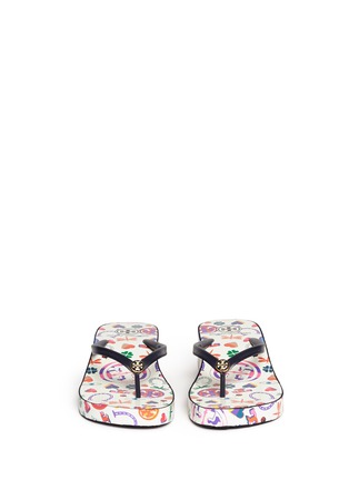Figure View - Click To Enlarge - TORY BURCH - 'Thandie' assorted print wedge flip flops