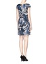 Back View - Click To Enlarge - ARMANI COLLEZIONI - Floral print sateen dress