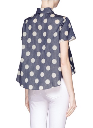 Back View - Click To Enlarge - ARMANI COLLEZIONI - Polka dot insert cropped shirt
