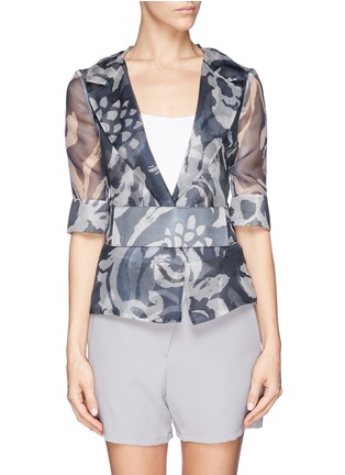 Detail View - Click To Enlarge - ARMANI COLLEZIONI - Floral print silk organdy open front jacket