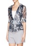 Front View - Click To Enlarge - ARMANI COLLEZIONI - Floral print silk organdy open front jacket