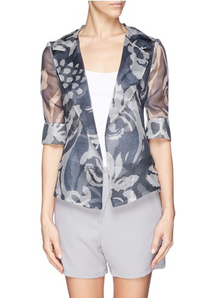 Main View - Click To Enlarge - ARMANI COLLEZIONI - Floral print silk organdy open front jacket