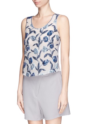 Front View - Click To Enlarge - ARMANI COLLEZIONI - Floral jacquard front tank top