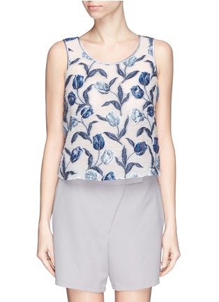 Main View - Click To Enlarge - ARMANI COLLEZIONI - Floral jacquard front tank top