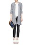 Figure View - Click To Enlarge - ARMANI COLLEZIONI - Stripe tweed knit long cardigan