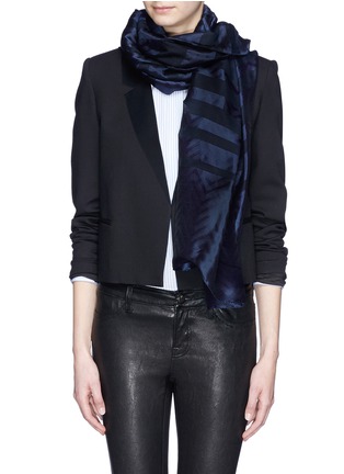 Figure View - Click To Enlarge - ARMANI COLLEZIONI - Sheer chevron stripe silk-blend scarf