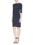 Figure View - Click To Enlarge - ARMANI COLLEZIONI - Stripe piping jersey dress