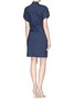 Back View - Click To Enlarge - ARMANI COLLEZIONI - Dropped waist twill shirt dress