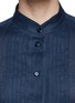 Detail View - Click To Enlarge - ARMANI COLLEZIONI - Pleat bib linen broadcloth blouse