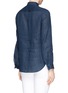 Back View - Click To Enlarge - ARMANI COLLEZIONI - Pleat bib linen broadcloth blouse