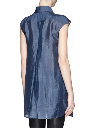 Back View - Click To Enlarge - ARMANI COLLEZIONI - Stripe linen-silk shirt dress