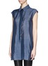 Front View - Click To Enlarge - ARMANI COLLEZIONI - Stripe linen-silk shirt dress