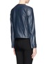 Back View - Click To Enlarge - ARMANI COLLEZIONI - Collarless lasercut check leather jacket
