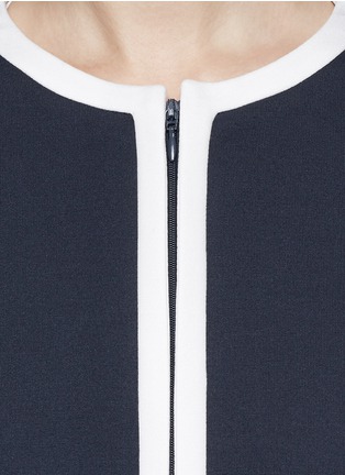 Detail View - Click To Enlarge - ARMANI COLLEZIONI - Collarless contrast trim Milano knit jacket