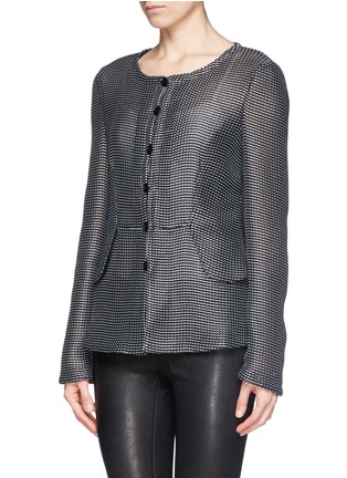 Front View - Click To Enlarge - ARMANI COLLEZIONI - Peplum weft weave jacket
